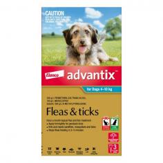 Advantix for Medium Dogs is a topical solution that provides protection against fleas and ticks in puppies and dogs that weigh between 4-10kg. A single dose of Advantix Aqua pack kills fleas and ticks. Plus, it repels ticks including paralysis ticks. This monthly spot-on formula protects dogs from irritating biting insects including mosquitoes, sand flies, stable flies, and lice.
