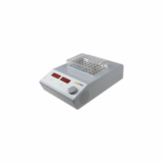 Labnic Digital Dry Bath is a compact lab device with microprocessor controls, operating at 5-105°C with ±0.6°C accuracy and ±0.2°C uniformity. It features a digital display with a protective lid built-in calibration fault detection with alarm, a timer up to 99.59 minutes and a space-saving design.