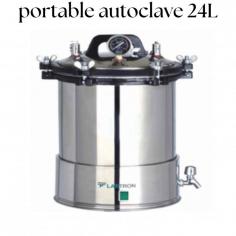 Labtron portable autoclave with 24 L capacity is designed with an overheating and pressure warning indicator, an indicator light to indicate the working, and an automatic beep indication at the end of every cycle. It features stainless steel sterilizing baskets, a dual-scale indicating pressure gauge, and a reliable and safe self-inflating leakproof chamber. 
