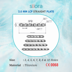 2.0 mm LCP Straight Plate finds application for the surgical stabilization of fractures, osteotomies, and nonunions of various bones like clavicle, olecranon, humerus, radius, ulna, and more. These locking compression plates are anatomically contoured and have a low-profile design that minimizes the risk of soft-tissue irritation. LCP straight plates are also ideal to be applied to the osteopenic bones. They have oblong screw holes that can accommodate locking as well as cortical screws depending on the type and severity of the fracture. 
Siora Surgicals Pvt. Ltd. is a trustworthy manufacturer and supplier of 2.0 mm LCP Straight Plates and other CE-certified orthopedic implants in India. Operating for over 3 decades, the company has a strong international market presence with distributors spanning 50+ countries. Above all, Siora is also counted among the best OEM/contract manufacturing service providers around the world.  Visit:-https://www.siiora.com/product/2-0-mm-lcp-straight-plate-titanium/
