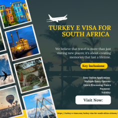 Turkey e Visa for South Africa Citizens
South African citizens can now easily get their Turkey eVisa online! 
1. Apply online - no embassy visits needed! 
2. Have a valid passport 