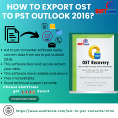 There is one software that can export OST to PST Outlook 2016, and its name is eSoftTools OST to PST Converter Software, this software converts your file in a few seconds, this software scans the complete OST file and converts the file without any error or damage, and it is secure and reliable This software also allows you to use a free trial. This software provides good technical support and the best-ever results. This software converts single and bulk OST files to PST Outlook 2016.


More info - https://www.esofttools.com/ost-to-pst-converter.html