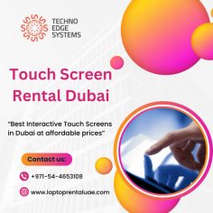Techno Edge Systems LLC offers an extensive range of touch screens perfect for events, exhibitions, conferences, and corporate meetings. Our touch screens are user-friendly, come in various sizes, and are equipped with the latest technology. For Touch Screen Rental Dubai, call us at 054-4653108 or visit us - https://www.laptoprentaluae.com/touch-screen-rental-dubai/