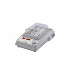 Labnic Digital Dry Bath is a compact microprocessor controlled unit with a temperature range of RT to 120°C (±0.5°C accuracy). It features a timer from 1 min to 99 hrs with a digital display, a protective lid, 
built-in calibration, automatic fault detection, and various blocks for easy cleaning.