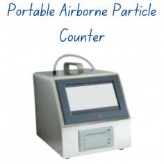 Labmate Portable Airborne Particle Counter is an advanced device for monitoring air quality in cleanrooms. It measures particles across eight size ranges (0.3µm to 10.0µm) with a flow rate of 50 L/min. It features a 7-inch touch screen, laser sensor technology, and stores up to 5,000 samples. It samples a cubic meter of air in under 20 minutes, has a built-in printer, Wi-Fi, and durable stainless-steel casing.