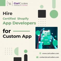 CartCoders provides expert custom Shopify app development services. Our team handles all technical tasks, including app design, coding, integration, and maintenance.

We focus on creating tailored solutions that meet your specific business needs, ensuring smooth functionality and user-friendly experiences. Trust CartCoders to bring your unique Shopify app vision to life with precision and skill.