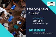 Discover Wishcowork, Jaipur's premier coworking space offering dynamic environments, state-of-the-art amenities, and a vibrant community. Whether you're a freelancer, startup, or established business, Wishcowork provides flexible membership plans, prime locations, and unparalleled networking opportunities. Experience the best coworking space in Jaipur with Wishcowork today!