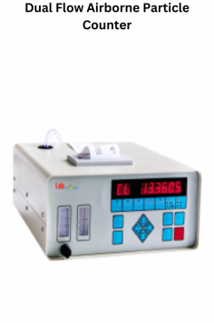 Labmate Dual Flow Airborne Particle Counter measures and monitors airborne particles in various environments, ensuring optimal air quality and industry compliance. Essential for cleanrooms, labs, and healthcare, it features a 1-10 min test period, 2.83 L/min and 50 ml/min flow rates, 15W power consumption, and weighs 2.6 kg.
 