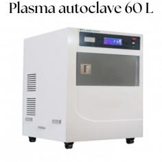 Labtron plasma autoclave with a 60 L capacity is designed with a manual door open mode, vertical type, a built-in pressure sensor using an imported sensor, and automatic detection of chamber pressure. It features an exhaust oil mist filtration system, a USB interface to download and collect data by connecting it to a PC, and a 7-inch touch-screen LCD display. 