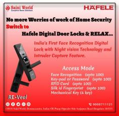 No more Worries of work of Home Security Switch to Hafele Digital Door Locks & RELAX..

India's First Face Recognition Digital Lock with Night vision Technology and Intryder Capture Feature.


***Access Mode****
> Face Recognition (upto 100)
> Key-pad or Password (upto 100)
> RFID Card (upto 100)
> Silk id Fingerprint (upto 100)
> Mechanical Key (4 user Key, 1 Construction Key)


