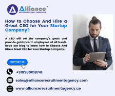 A CEO will set the company's goals and provide guidance to employees at all levels. Read our blog to know how to Choose And Hire a Great CEO for Your Startup Company.