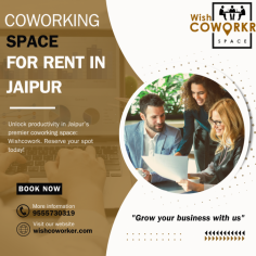 Unlock productivity in Jaipur's premier coworking space: Wishcowork. Reserve your spot today and grow your business with us! Visit wishcoworker.com or call 9555730319 for more information.