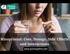 Misoprostol is used to prevent NSAID-induced ulcers and to end pregnancies. It causes uterine contractions, leading to heavy bleeding. Misoprostol is often combined with Mifepristone for abortions. Common side effects include nausea, headache, fatigue, vomiting, and abdominal pain.