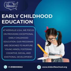 At Kidsville U.S.A., we focus on providing exceptional early childhood education. Our programs are designed to nurture young minds, fostering cognitive, social, and emotional development. Discover how our early childhood education can give your child a strong start in life. Call us.