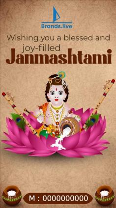Mark the joyous occasion of Janmashtami with beautiful Insta Stories created using Brands.live. Our easy-to-use platform offers vibrant templates to help you share the festivities and devotion associated with Krishna's birth. Perfect for social media, our designs capture the essence of Janmashtami and enhance your celebrations. Download today!
