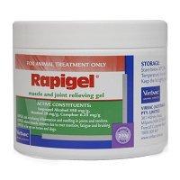 Rapigel is a powerful muscle and joint relieving gel for use in dogs. It greatly lowers pain or soreness associated with joint, muscle and tendon injuries. It relieves joint inflammation and pain due to dog arthritis. The soothing gel is helpful for swollen and inflamed joints and tendons. Rapigel is very beneficial for dogs undergoing training as it assists to warm up helping to prevent injuries due to strenuous exercises.