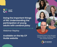 Understanding the participation of young adults with cerebral palsy | My CP Guide 

This webinar replay from MY CP Guide explores strategies to increase participation for young adults with cerebral palsy. Experts discuss national policy and practical steps towards inclusion.
You can find the webinar replay on mycpguide.org.au 
Call us today at 02 8259 7725 today to and connect with our supportive community. 

https://www.mycpguide.org.au/essential-websites

#cp #mycpguide #cerebralpalsyaustralia #cerebralpalsy