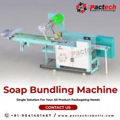 Looking for a way to increase efficiency in your soap production line? Our soap bundling machine is here to save the day! This handy device helps you bundle soap bars in a flash, saving you time and labor costs. Upgrade your packaging process today with our reliable soap bundling machine.

https://www.pactechrobotic.com/soap-bundling-machine-overwrap-55.php
