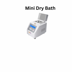 Labnic Mini Dry Bath features digital control, a fast-heating microtube block, and a hinged lid in an ultra-compact design, with a temperature range of RT+5 to 100°C, a setting range of 25°C to 100°C, a max heating rate of 6.5°C/min, and heating within 20 minutes, all in a compact, lightweight unit with a digital display.
