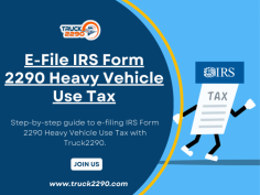 E-file IRS Form 2290 Heavy Vehicle Use Tax

E-file IRS Form 2290 Heavy Vehicle Use Tax effortlessly with Truck2290. Our step-by-step guide simplifies the process, ensuring quick and accurate filing. Save time and avoid errors with our user-friendly e-filing system.