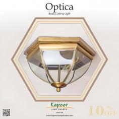 Illuminate your home with a touch of elegance and modern design. Crafted with premium brass, this ceiling light adds a sophisticated shine to any room. Perfect for creating a warm and inviting ambiance in your living room, dining area, or bedroom. Bring a touch of luxury and modern sophistication to your space with our stunning Optica Brass Ceiling Light. 