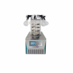 Labnic Vacuum Freeze Dryer is a high-quality multi-manifold dryer with a vacuum pump and a 0.12-mm freeze-drying area. It features a cold trap temperature of -50 °C, a vacuum level of <10 Pa, and a 3–4 kg/day water capture capacity. It includes a DSC-5 controller
for precise temperature control and an eco-friendly refrigerant.