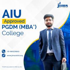 JIMS Rohini is an AIU-approved college offering PGDM programs equivalent to MBA degrees. Recognized for its quality education, JIMS provides top-notch management training with strong industry ties, expert faculty, and comprehensive career support. Explore advanced specializations and gain a competitive edge in the business world with JIMS Rohini. 