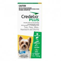 Credelio Plus is the smallest chewable tablet that provides 4-in-1 protection against the most common threatening parasites. It is a comprehensive, fast and convenient broad-spectrum treatment that is gentle on your dog but tough on parasites. The product offers effective worm control with milbemycin oxime, plus immediate and persistent tick (including paralysis, brown dog, and bush ticks) and flea elimination with lotilaner in just one chewable tablet.

