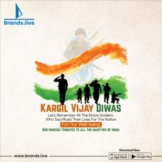 Customize Kargil Vijay Diwas event flyers and posters effortlessly with Brands.live. Explore a variety of templates tailored for this important occasion, allowing you to create impactful designs that honor the valor and sacrifice of our heroes. Whether you're organizing an event or commemorating this historic day, our easy-to-use tools empower you to craft visually compelling materials that resonate with patriotism and respect.