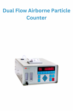 Labmate dual flow airborne Particle Counter uses dual flow rate technology to maintain air quality and prevent contamination. It features a test period of 1-10 minutes, a flow rate of 2.83 L/min or 50 mL/min, and sensitivity of 0.3μm.It include a built-in air pump, six-channel counting, real-time monitoring, and easy data access. 