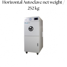 Labtron horizontal autoclave with a net weight of 252 kg is designed with a PLC control system, a unique pulsating vacuum procedure for drying, and a fault alarm system. It features a 150°C design temperature, 0.26 MPa of design pressure, and a built-in high-quality water ring pump and internal circulation structure. 