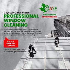 Enjoy clear views with our professional window cleaning services. We remove dirt and streaks, leaving your windows sparkling clean and enhancing the overall appearance of your building. See the world clearly! Contact us at 1-866-686-9660 or visit www.gmecanada.ca.