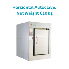 Labmate Horizontal Autoclave is a front-loading model designed to handle larger loads with its 146L chamber capacity. It features a powerful PLC central processor for precise temperature adjustments and six indicating lamps on the unloading side to display sterilization status and alarm information.