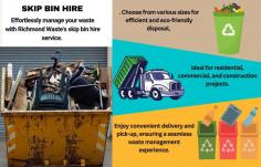 Effortlessly manage your waste with Richmond Waste's skip bin hire service. Choose from various sizes for efficient and eco-friendly disposal, ideal for residential, commercial, and construction projects. Enjoy convenient delivery and pick-up, ensuring a seamless waste management experience.