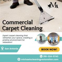 When did your commercial space last get its carpets cleaned? If you can't remember, it's time! Refresh your space and impress clients with spotless carpets today with Michael's Cleaning and Restoration commercial carpet cleaning in San Antonio
