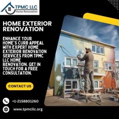 Enhance your home's curb appeal with expert home exterior renovation services from TPMC LLC Home Renovation. Get in touch for a free consultation. Upgrade your home’s exterior today.
