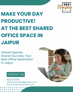 "Unlock your business potential with our premium shared office space in Jaipur! Enjoy flexible plans, modern amenities, and a vibrant community atmosphere at [Company Name]. Whether you're a freelancer, startup, or small business, our fully-equipped offices and collaborative environment are designed to boost productivity and innovation. Discover your new workspace today!"