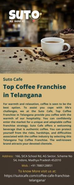 Top Coffee Franchise in India
In India, the coffee franchise is expanding at a rate of 13% to 14% per year on average. As a result, the cafe industry is rewarding and successful. A coffee franchise is one of the most popular franchises in our country, and as more and more experienced and up-and-coming businesspeople invest in coffee franchises to expand through the franchise process, the demand for these enterprises is rising. One of the Top Coffee Franchise in India is Suto Cafe. Join the industry-leading chain of coffee shops, which has over 70 sites. Our partners report 80% growth and 100% contentment.
For more details visit us at: https://sutocafe.com/ 