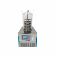 Labnic Vacuum Freeze Dryer is a top-press high-quality model with a vacuum pump featuring a cold trap temperature of -50°C, a vacuum level below 10 Pa a water-capture capacity of 3 to 4 kg per 24 hours, a condenser with a pre-freezing function, eco-friendly 
refrigerant and an LCD display to monitor drying curves.