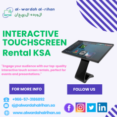 Benefits of Interactive Touch Screen Rentals in Riyadh

Utilize our top-notch interactive touch screens rentals to elevate your presentations, exhibits, and events. Take advantage of cutting-edge technology, dynamic content presentation, and enhanced audience engagement without having to pay hefty upfront expenditures. Get to know AL Wardah AL Rihan LLC's Interactive Touch Screen Rentals in Riyadh and their advantages. Perfect for business meetings, conferences, and trade exhibits. Enjoy flawless assistance and service. Call at +966-57-3186892 to schedule your rental and find out more!

Visit: https://www.alwardahalrihan.sa/it-rentals/touch-screen-rental-in-riyadh-saudi-arabia/

#InteractiveTouchScreenRental
#touchscreenrental
#touchscreenrentalriyadh
#touchscreenrentalsaudiarabia
