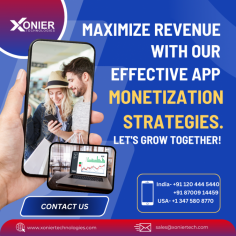 Our smart app monetization tactics can help you maximize revenue. At Xonier Technologies, we understand the necessity of making a profit from your apps. Our skilled team uses a combination of in-app advertising, subscription models, and in-app purchases that are customized to your specific user base. We ensure that our monetization tactics increase customer pleasure while simultaneously increasing income by studying user behavior and preferences. Collaborate with us to make your app a great revenue-generating tool.







