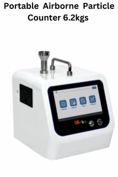 Labmate Portable Airborne Particle Counter is a compact, battery-operated device designed to measure airborne particle concentration and size distribution. It features a flow rate of 0.1 CFM, power dissipation of 15W, and weighs 2.6 kg. The screen displays date and time for convenient operation.