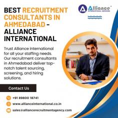 Trust Alliance International for all your staffing needs. Our recruitment consultants in Ahmedabad deliver top-notch talent sourcing, screening, and hiring solutions. For more information, visit: www.allianceinternational.co.in/recruitment-consultants-ahmedabad.