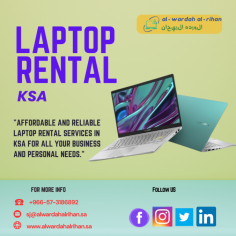 Why Choose Laptop Rentals in KSA? Discover the Benefits

Experience affordable solutions free from the burden of upkeep and depreciation for temporary tasks, occasions, or personal use. Find out why AL Wardah AL Rihan LLC is the best option for Laptop Rentals in Saudi Arabia. With the newest, high-performance laptops available through our flexible rental programs, you can be sure you always have the correct technology at your disposal. Call us at +966-57-3186892 right now to find out more and to get going!

Visit: https://www.alwardahalrihan.sa/it-rentals/laptop-rental-in-riyadh-saudi-arabia/

#laptophire
#laptoponrent
#laptoprental
#laptoprentalksa
#laptoprentalnearme
#laptoprentalriyadh
#laptoprentalinsaudiarabia
