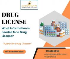 To get a drug license, you'll need details like the applicant's ID proof, proof of premises, a rent or lease agreement, affidavits, qualification certificates of the pharmacists or chemists, a blueprint, and fee payment proof. Anyone can get it quickly by reaching Agile Regulatory.