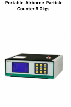 Labmate Portable Airborne Particle Counter is a compact, battery-operated device designed to measure airborne particle concentration and size distribution. It features a flow rate of 0.1 CFM, power dissipation of 15W, and weighs 2.6 kg. The screen displays date and time for convenient operation.