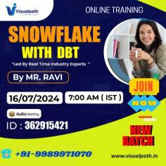 Join Now: https://bit.ly/3Lo7kme
Attend an Online #New Batch on #Snowflake With DBT by Mr. Ravi
Batch on: 16th July, 2024@ 7:00 AM (IST)
Contact us: +91 9989971070.
Visit blog: https://visualpathblogs.com/
WhatsApp: https://www.whatsapp.com/catalog/917032290546/
Visit: https://visualpath.in/snowflake-online-training.html
