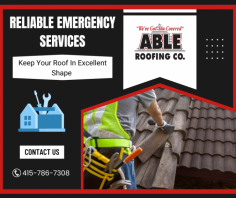 Emergency Roof Repairs for Peaceful Living

We are emergency roofing repair specialists, enhancing the comfort, safety, and security of your home. Our team ensures your roof stays in top shape with expert care.  For more details, mail us at jon@ableroofing.biz.