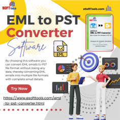 Are you troubled with converting EML emails to PST format and looking for an easy way to do it? Don't worry, here is the solution, you can download and try "eSoftTools EML to PST Converter Software". This software can easily convert EML emails to Outlook PST format while maintaining data hierarchy and data originality and this software also provides bulk conversion to convert EML emails in bulk. With this tool users can see live preview of their emails in original format. Download the free version of this software and convert up to 25 emails with full details.


Visit More:-https://www.esofttools.com/eml-to-pst-converter.html 
