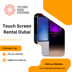 Techno Edge Systems LLC offers a wide range of indoor and outdoor Touch Screen Rentals across the UAE. Perfect for events, exhibitions, and interactive displays, our touch screens are reliable and user-friendly. For more details, Call us at 054-4653108 or Visit us - https://www.laptoprentaluae.com/touch-screen-rental-dubai/